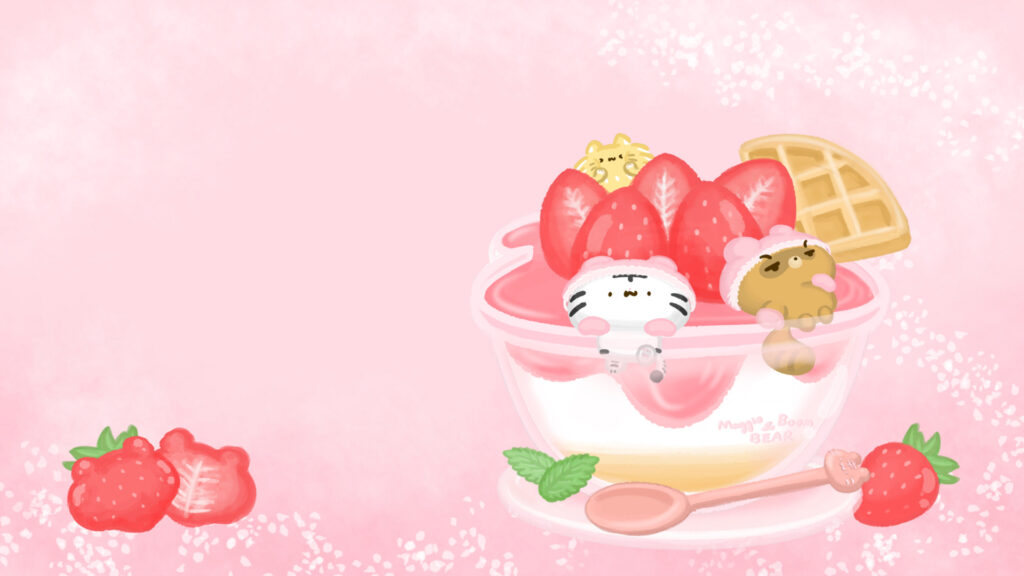 美吉熊與爆爆熊2025年2月桌布，電腦與平板版本的桌布