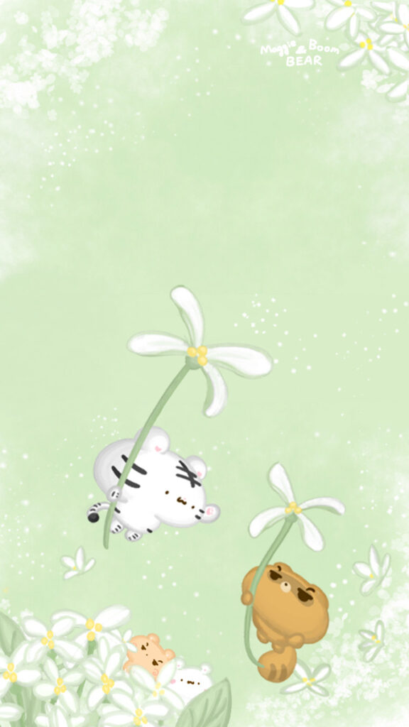 美吉熊與爆爆熊2025年4月桌布，手機版本的無日期桌布