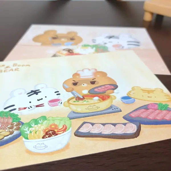 美吉熊爆爆熊美食系列明信片