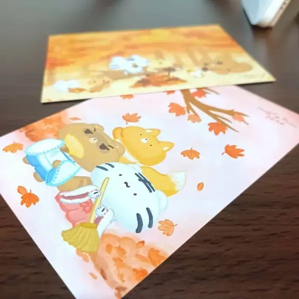 美吉熊爆爆熊四季系列明信片